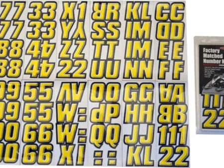 Hardline Snowmobile Lettering Registration Kit 2 in. - 500 Yellow Black For Discount