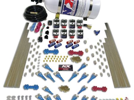 Nitrous Express Shark Dual Stage Gas 16 Nozzles 8 Solenoids Nitrous Kit (200-1200HP) w Comp Bottle For Discount