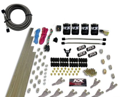 Nitrous Express STD Nozzle Nitrous Kit (200-500HP) Gas w Dist Block & 4 Solenoids w o Bottle For Sale