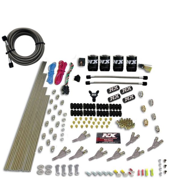 Nitrous Express STD Nozzle Nitrous Kit (200-500HP) Gas w Dist Block & 4 Solenoids w o Bottle For Sale