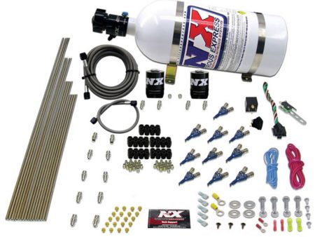 Nitrous Express 10 Cyl Piranha Nozzle Direct Port Nitrous Kit (250-500HP) w 10lb Bottle For Discount