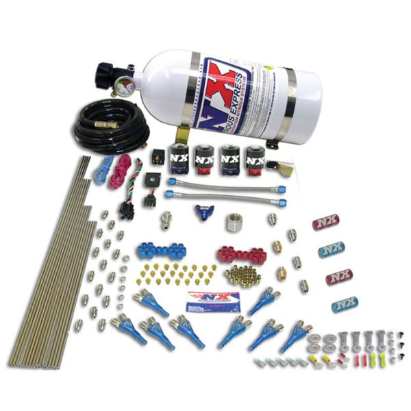 Nitrous Express Street Shark Gas 4 Solenoids Nitrous Kit (100-150-250HP) w 15lb Bottle Discount