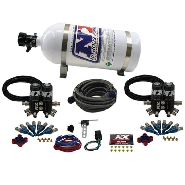 Nitrous Express Street Shark Gas 4 Solenoids Nitrous Kit (100-150-250HP) w 10lb Bottle For Sale