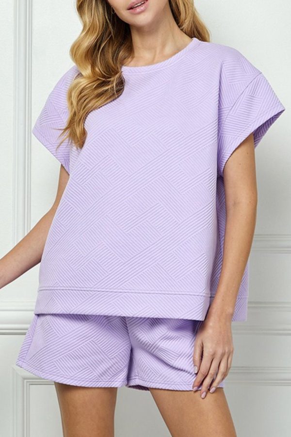 Giving Texture Short in Lavender Online Sale