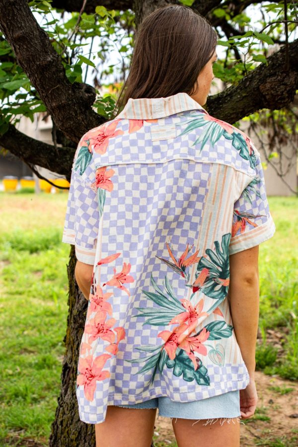 Free People: Retro Tropics Shirt in Sunset Combo Online now