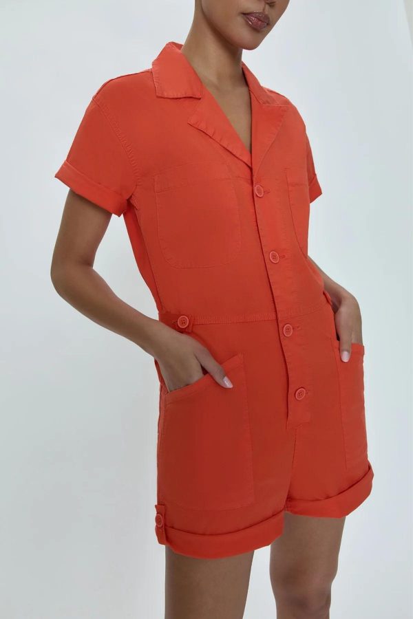 Pistola: Parker Romper in Blood Orange on Sale